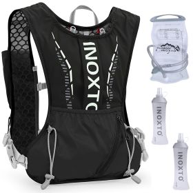 Sport Hydration Vest Running Backpack with 15oz 50oz Water Bladder Adjustable Strap Storage Bag for Trail Running Marathon Race Hiking (Option: WaterVestPack(Black))