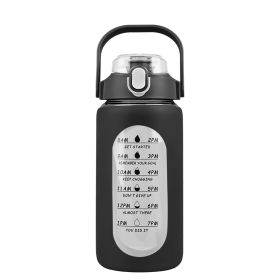 34Oz Glass Water Bottle Sports Water Bottle Motivational Water Bottle Water Intake Tracker Bottle with Straw Time Marker Silicone Sleeve Handle for Gy (Option: Bottle(32OZ Black))